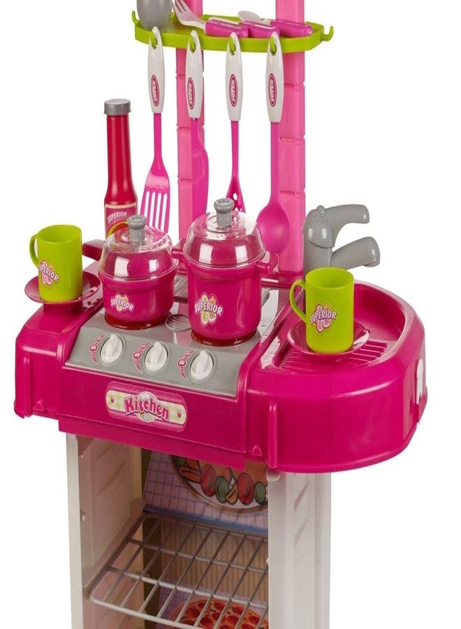 KONIGIN Play Game Kids Kitchen Playset Pretend Cooking Toy Set with Utensils and Accessories Interactive Role-Playing Toy Fun Kitchen Play Kit for Girls (Pink) - Image 4